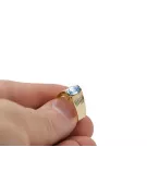 Ring Aquamarine 14k κίτρινο χρυσό Vintage vrc007y-aq Art Deco